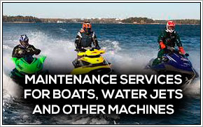 Maintenance services for boats, water jets and other machines